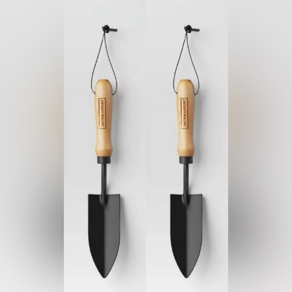 Smith & Hawken Narrow Garden Trowel 2 Pack Metal Digging Shovel Wood Handle